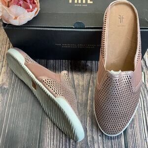 Frye Brown Perforated Mules